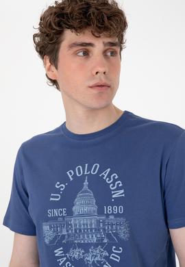 Erkek Regular Fit Bisiklet Yaka Açık Lacivert Tişört - 50299545017