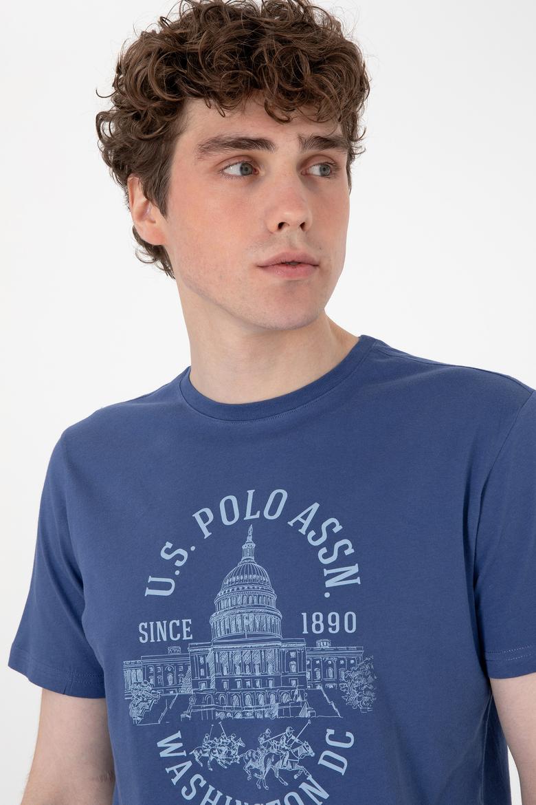 Erkek Regular Fit Bisiklet Yaka Açık Lacivert Tişört - 50299545017