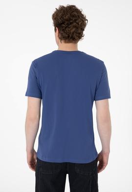 Erkek Regular Fit Bisiklet Yaka Açık Lacivert Tişört - 50299545017