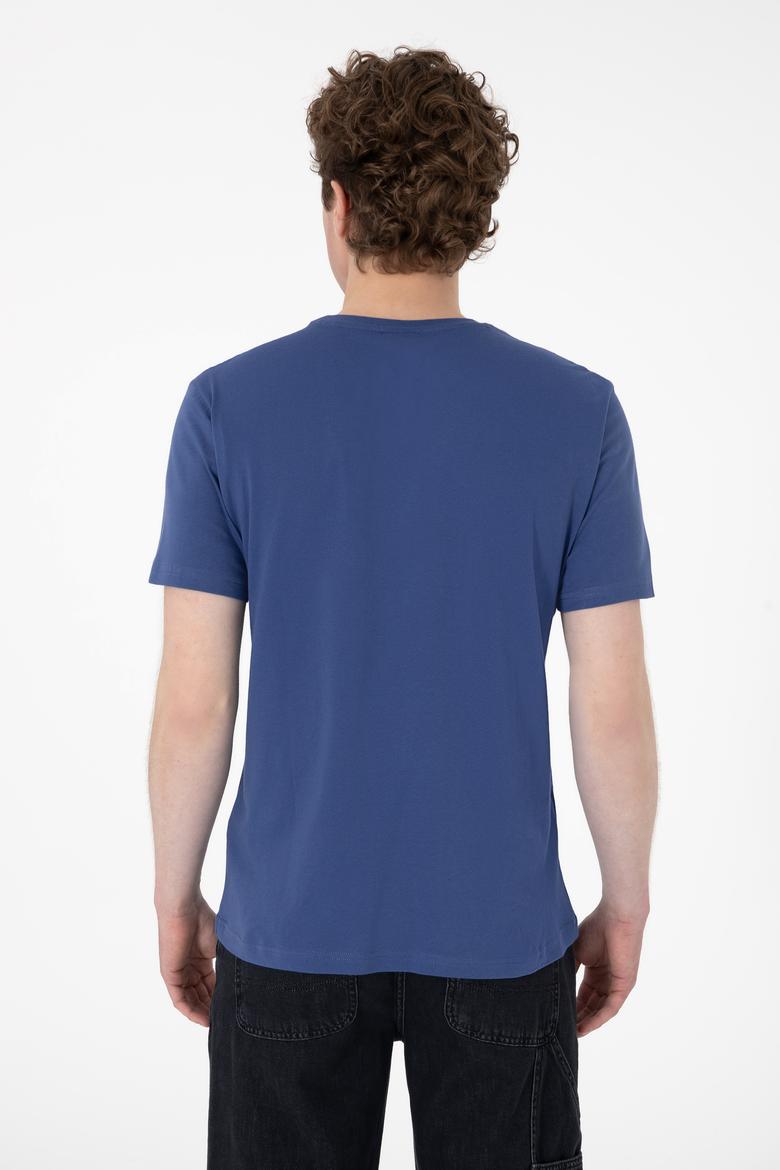 Erkek Regular Fit Bisiklet Yaka Açık Lacivert Tişört - 50299545017
