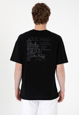 Erkek Oversize Fit Bisiklet Yaka Siyah Tişört - 50299543035