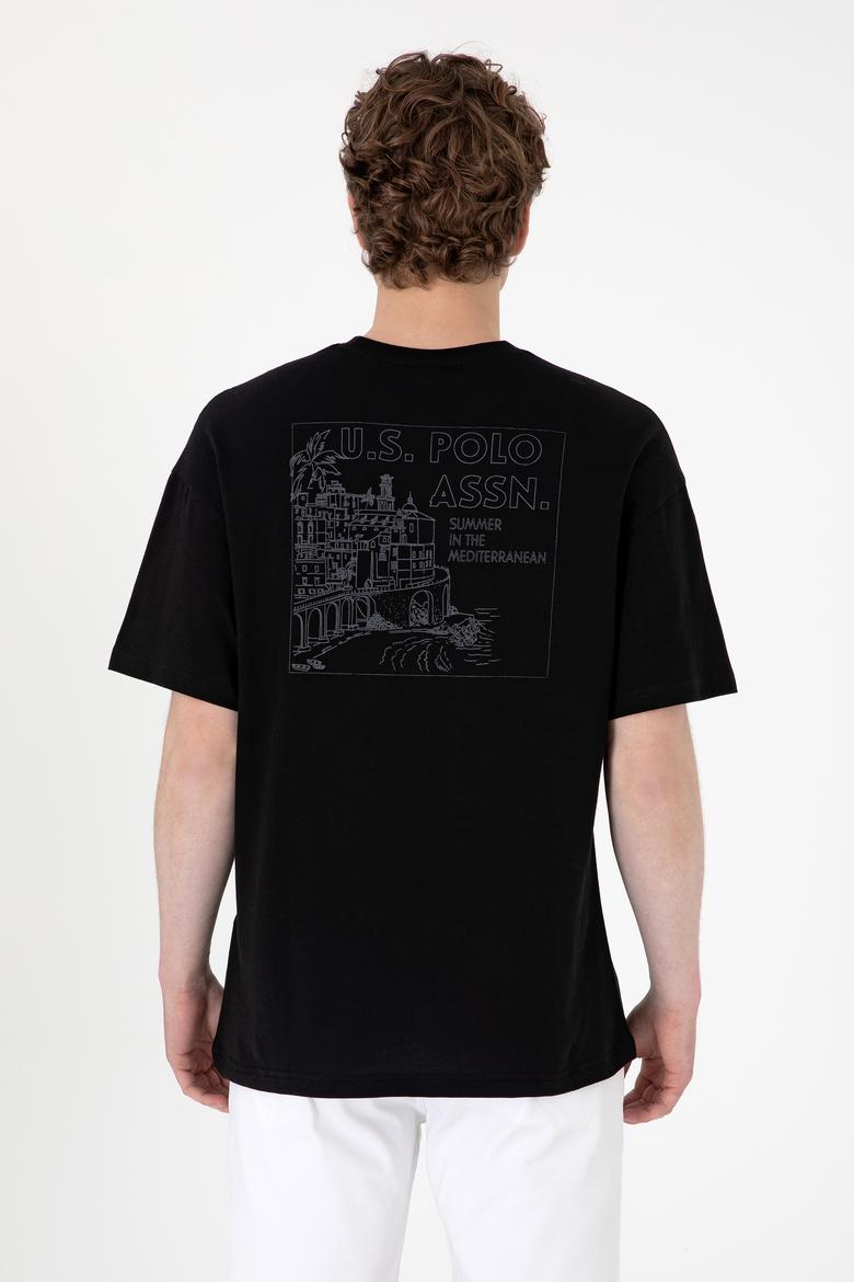 Erkek Oversize Fit Bisiklet Yaka Siyah Tişört - 50299543035