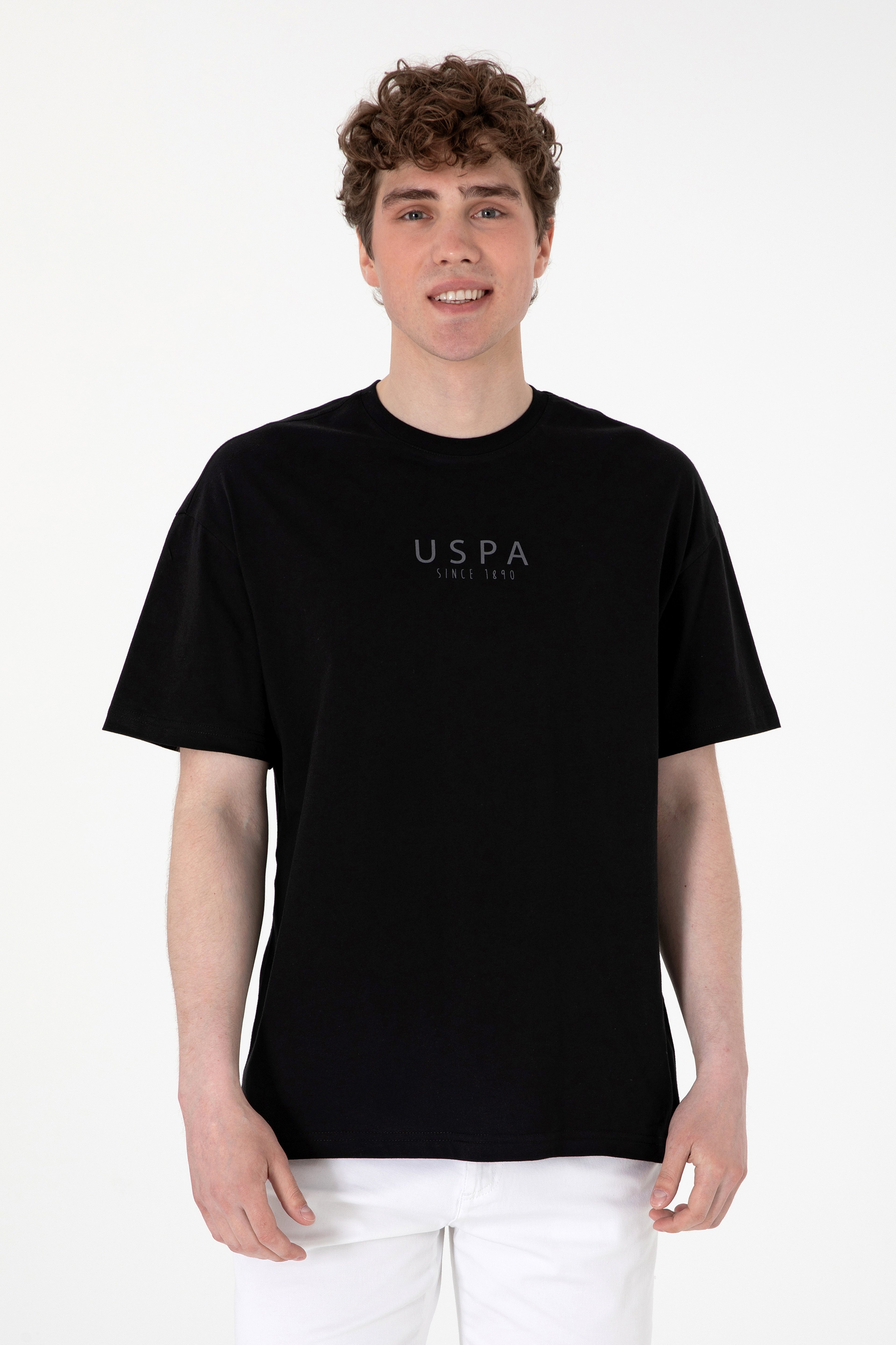 Erkek Oversize Fit Bisiklet Yaka Siyah Tişört