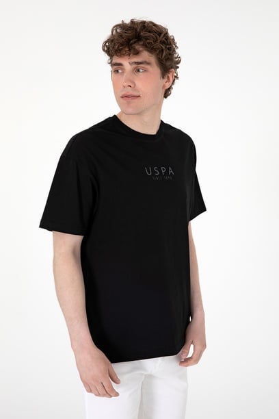 Erkek Oversize Fit Bisiklet Yaka Siyah Tişört