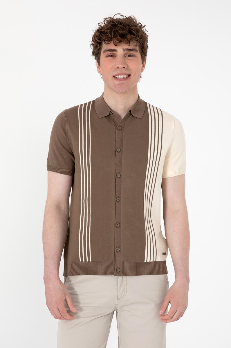 Erkek Regular Fit Vizon Triko Gömlek