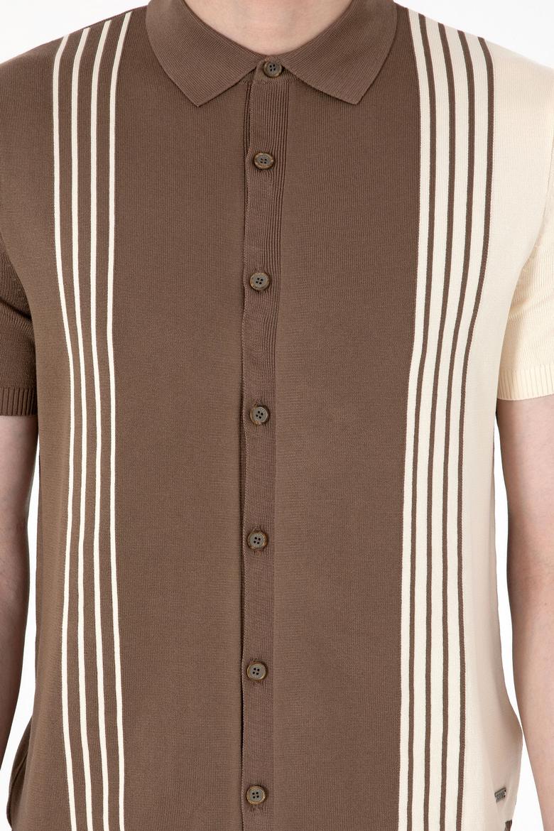 Erkek Regular Fit Vizon Triko Gömlek - 50299329016