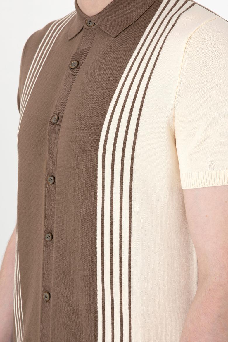 Erkek Regular Fit Vizon Triko Gömlek - 50299329016