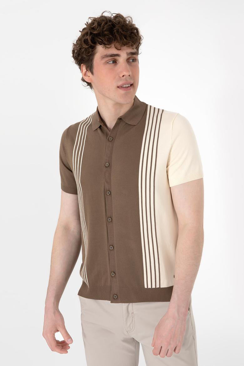 Erkek Regular Fit Vizon Triko Gömlek - 50299329016