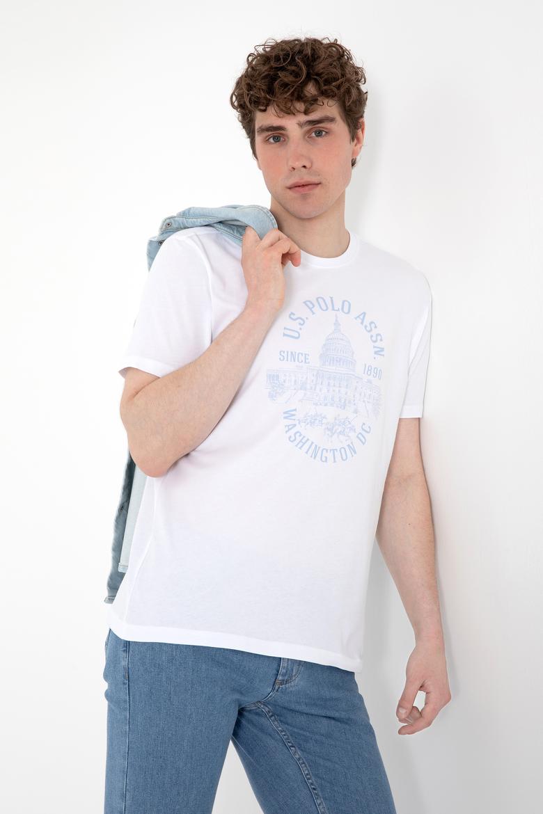 Erkek Regular Fit Bisiklet Yaka Beyaz Tişört - 50299545009