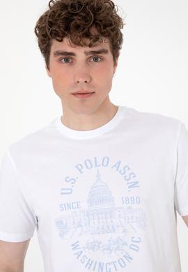 Erkek Regular Fit Bisiklet Yaka Beyaz Tişört - 50299545009