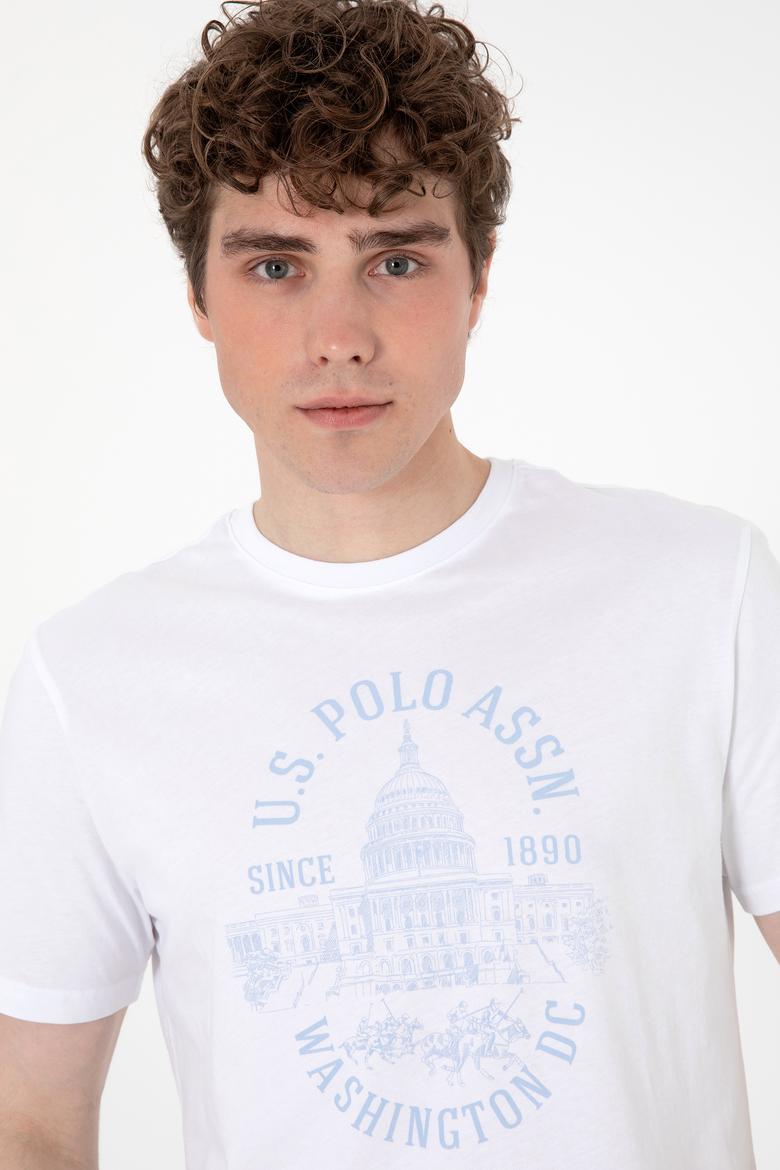 Erkek Regular Fit Bisiklet Yaka Beyaz Tişört - 50299545009