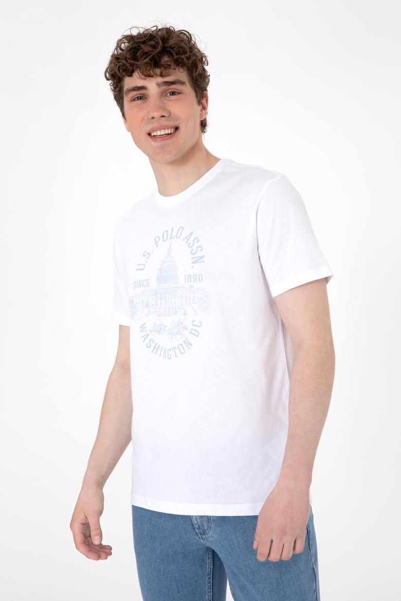 Erkek Regular Fit Bisiklet Yaka Beyaz Tişört - 50299545009