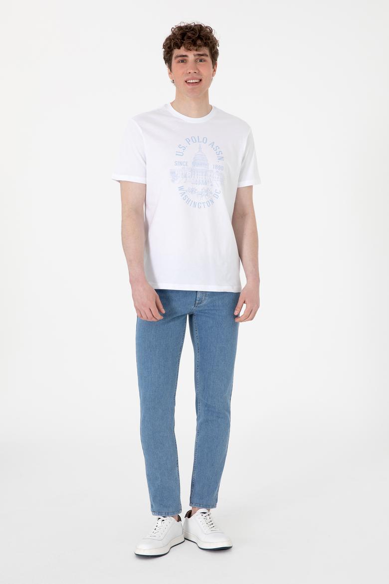 Erkek Regular Fit Bisiklet Yaka Beyaz Tişört - 50299545009