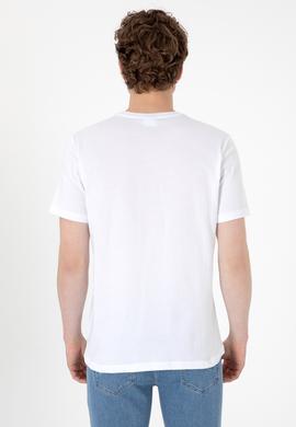 Erkek Regular Fit Bisiklet Yaka Beyaz Tişört - 50299545009