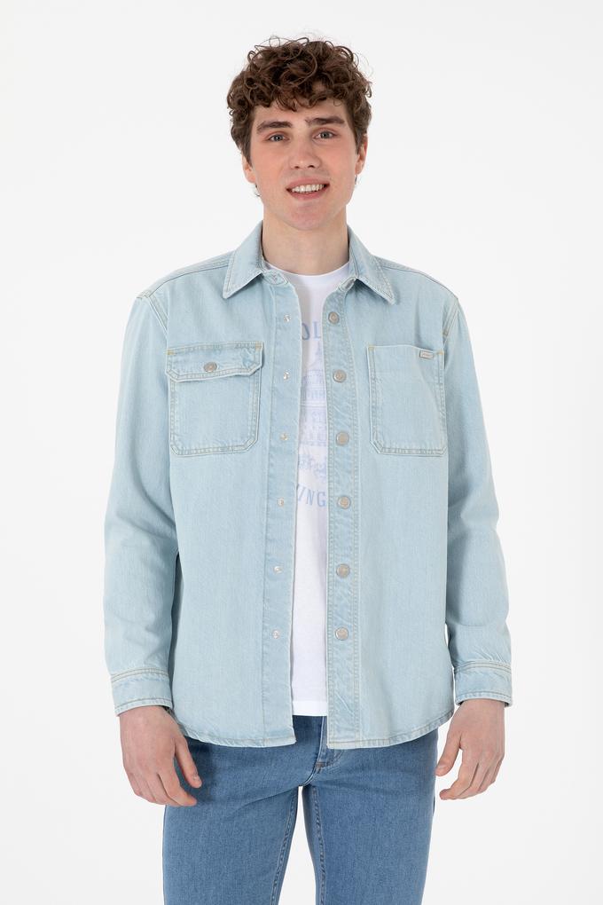 Erkek Açık Mavi Jean Gömlek