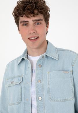 Erkek Açık Mavi Jean Gömlek - 50304421002