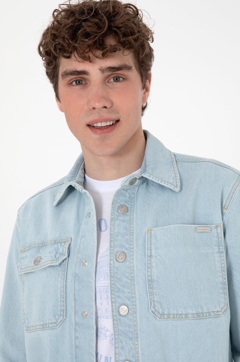Erkek Açık Mavi Jean Gömlek
