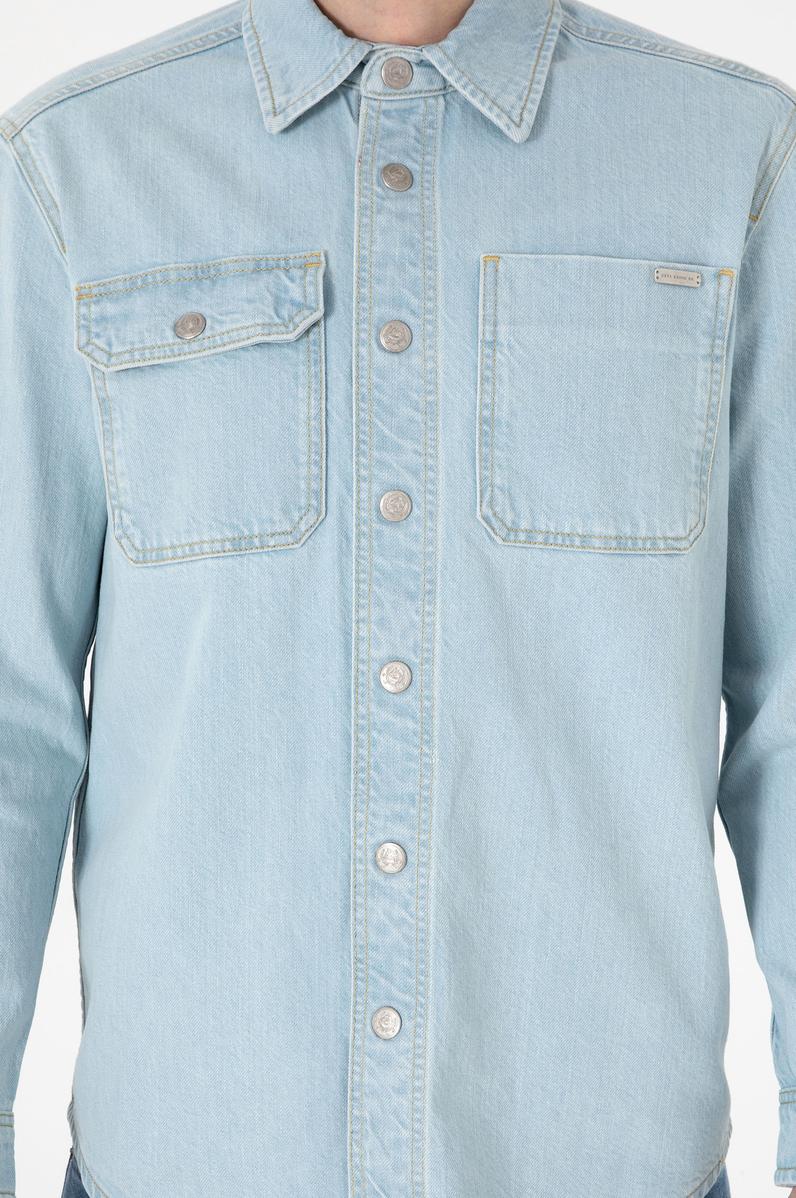 Erkek Açık Mavi Jean Gömlek