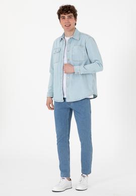 Erkek Açık Mavi Jean Gömlek - 50304421002