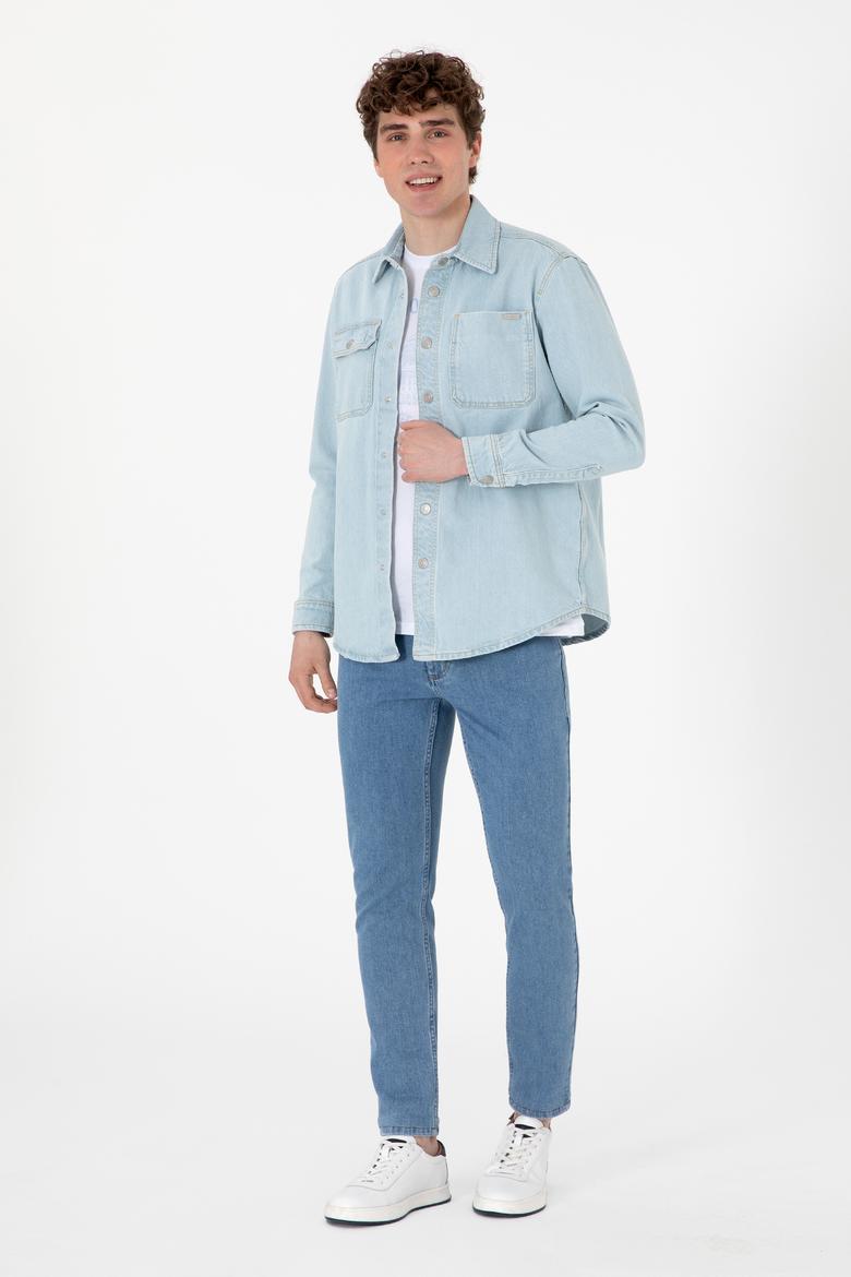 Erkek Açık Mavi Jean Gömlek - 50304421002