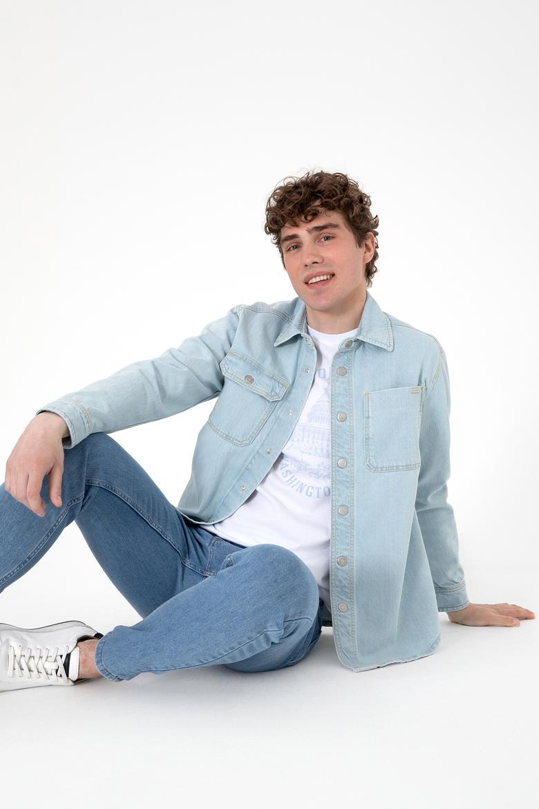 Erkek Açık Mavi Jean Gömlek - 50304421002