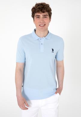 Erkek Regular Fit Polo Yaka Açık Mavi Basic Tişört - 50298031046
