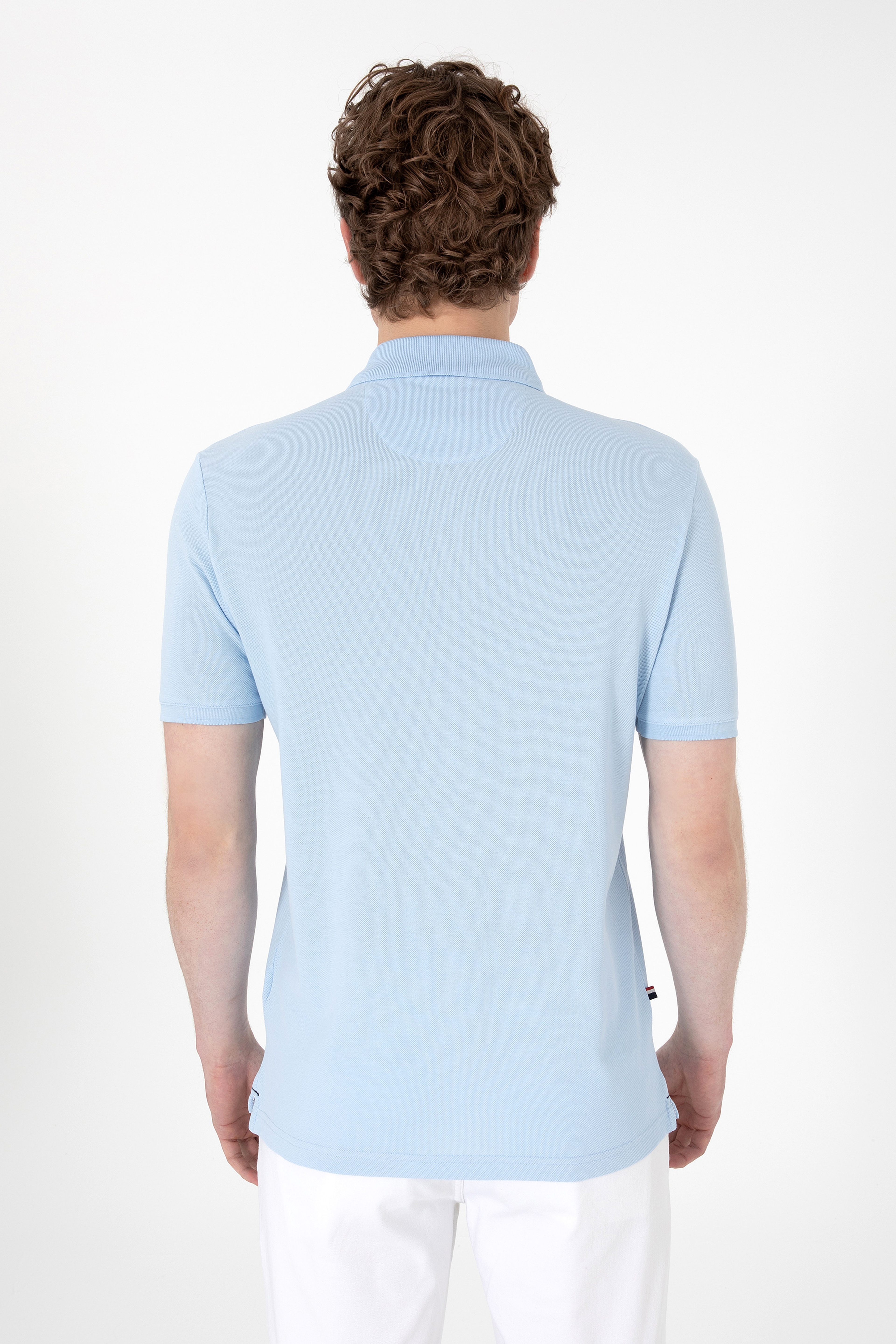 Erkek Regular Fit Polo Yaka Açık Mavi Basic Tişört