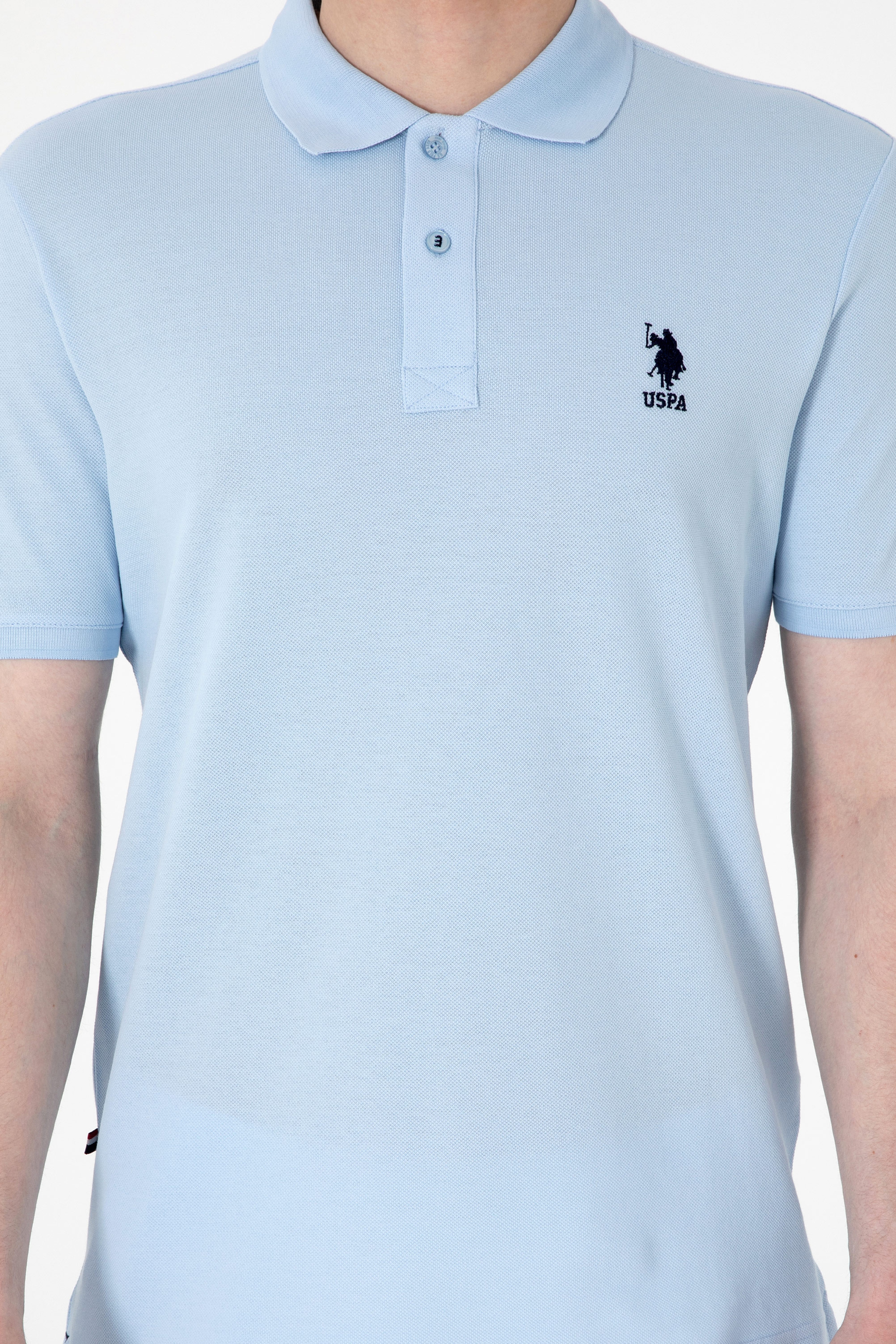 Erkek Regular Fit Polo Yaka Açık Mavi Basic Tişört - Image 6