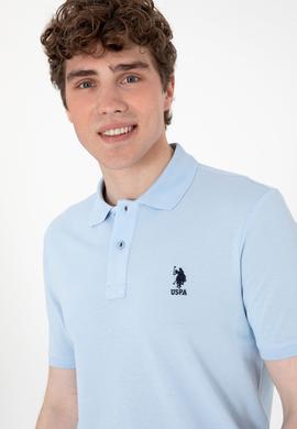 Erkek Regular Fit Polo Yaka Açık Mavi Basic Tişört - 50298031046