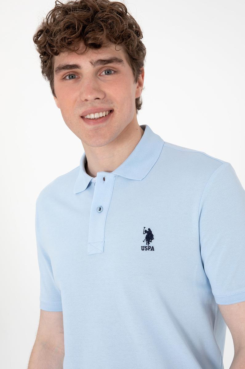 Erkek Regular Fit Polo Yaka Açık Mavi Basic Tişört