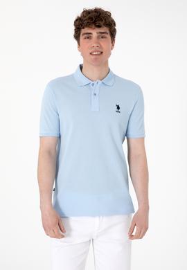 Erkek Regular Fit Polo Yaka Açık Mavi Basic Tişört - 50298031046
