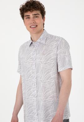 Erkek Açık Gri Kısa Kollu Gömlek - 50300434007