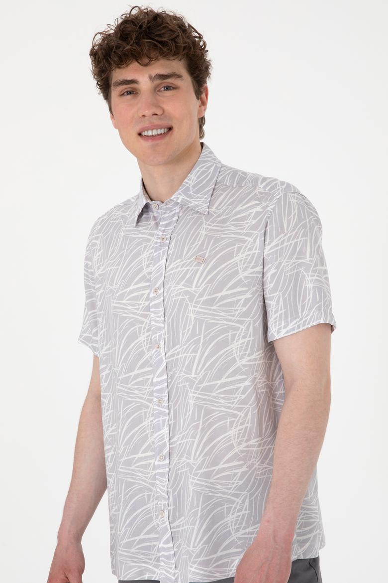 Erkek Açık Gri Kısa Kollu Gömlek - 50300434007