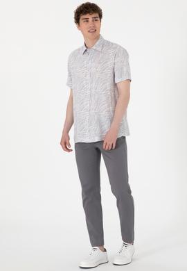 Erkek Açık Gri Kısa Kollu Gömlek - 50300434007