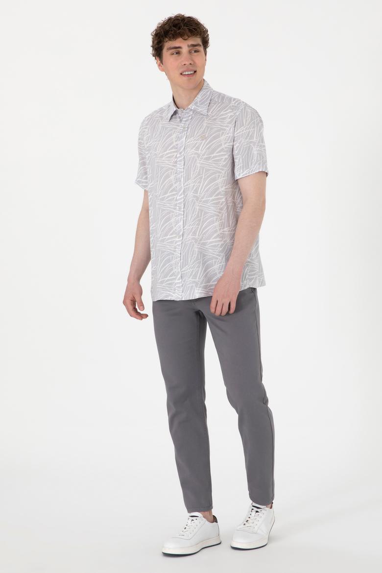 Erkek Açık Gri Kısa Kollu Gömlek - 50300434007