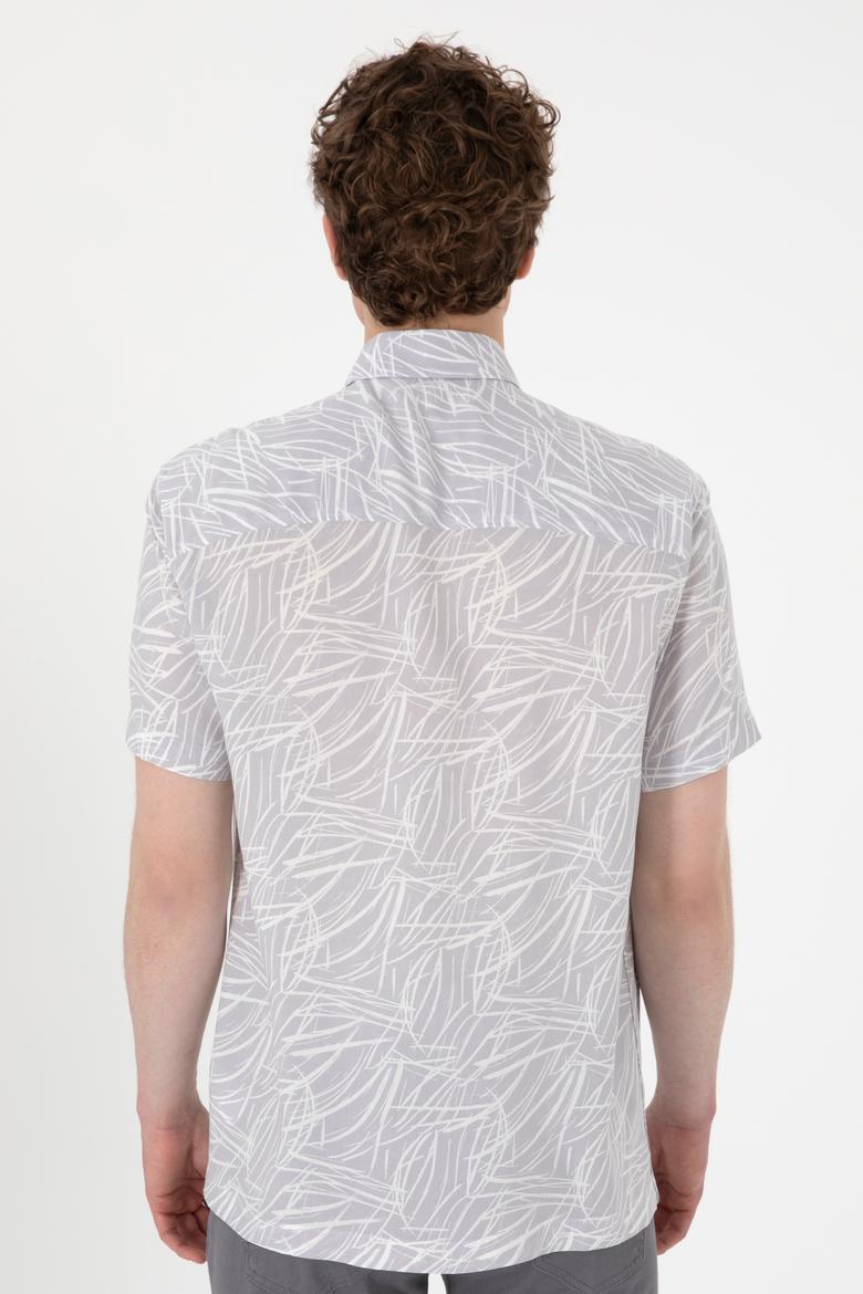 Erkek Açık Gri Kısa Kollu Gömlek - 50300434007
