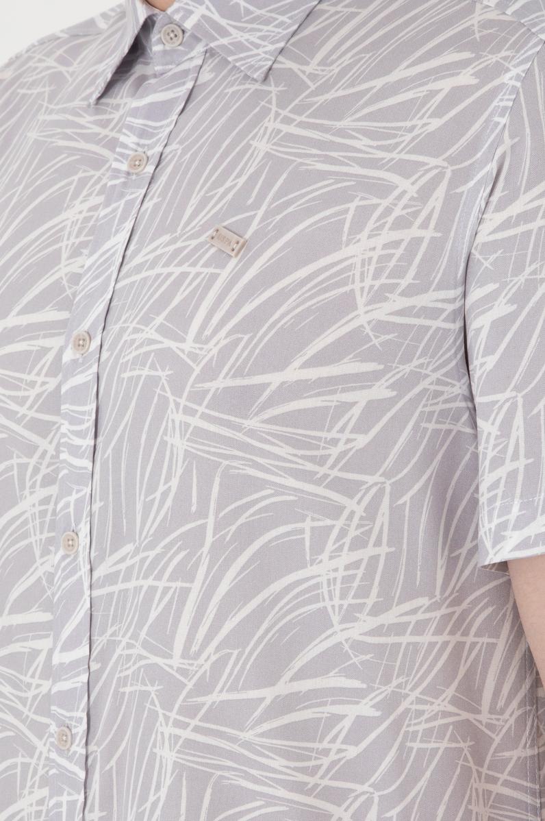 Erkek Açık Gri Kısa Kollu Gömlek