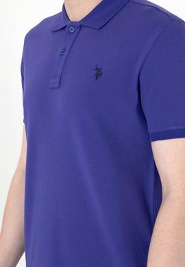 Erkek Slim Fit Polo Yaka Mavi Basic Tişört - 50297984353