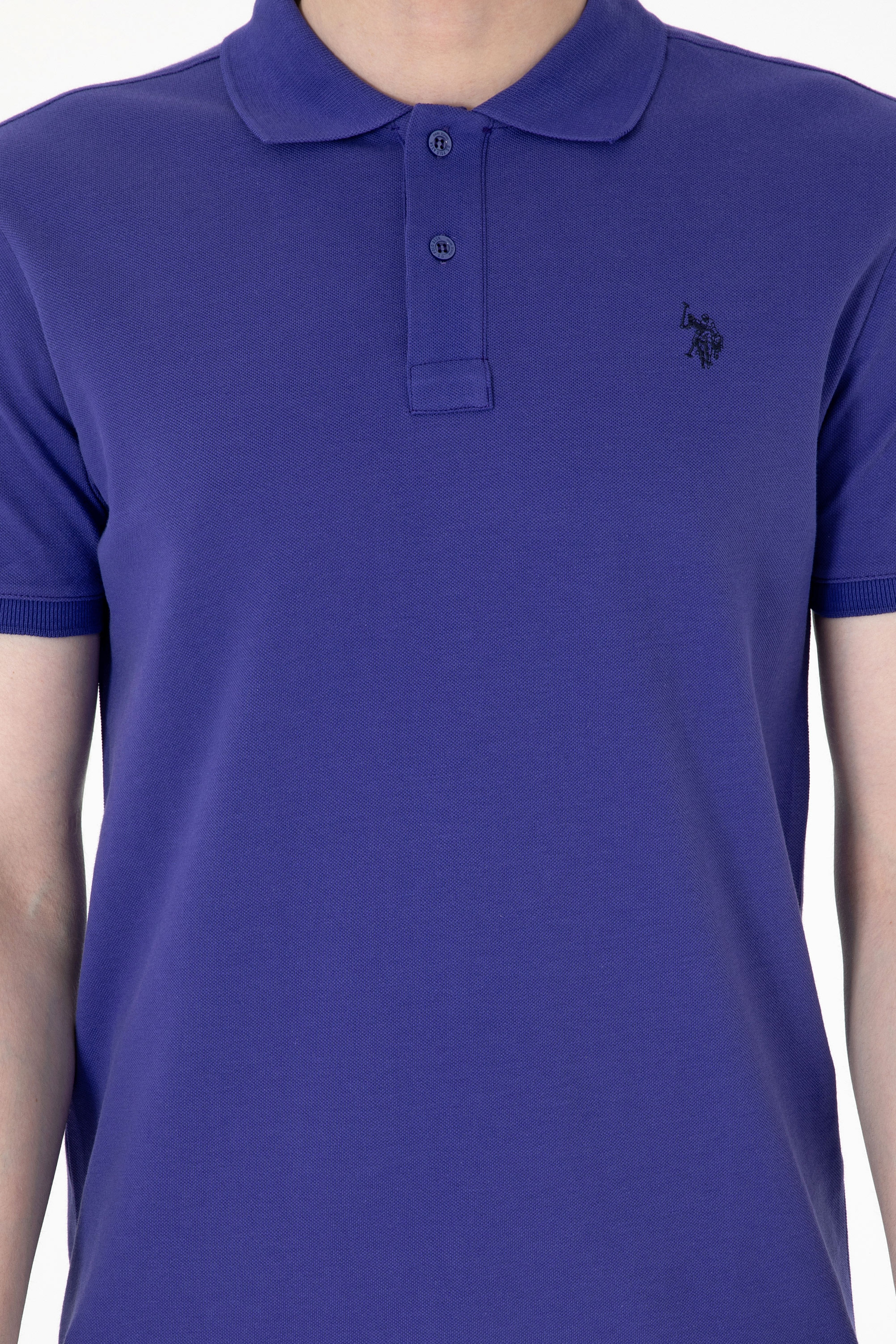 Erkek Slim Fit Polo Yaka Mavi Basic Tişört