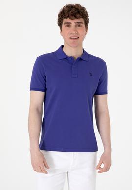 Erkek Slim Fit Polo Yaka Mavi Basic Tişört - 50297984353