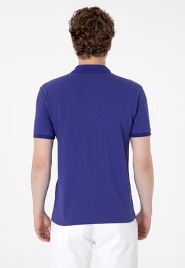 Erkek Slim Fit Polo Yaka Mavi Basic Tişört - 50297984353