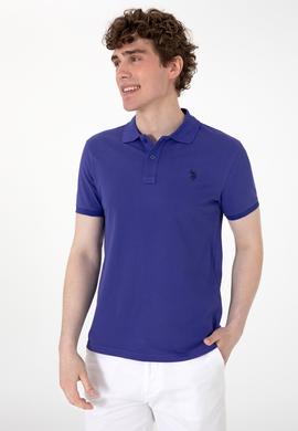 Erkek Slim Fit Polo Yaka Mavi Basic Tişört - 50297984353