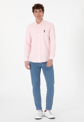 Erkek Açık Pembe Uzun Kollu Basic Gömlek - 50297997031