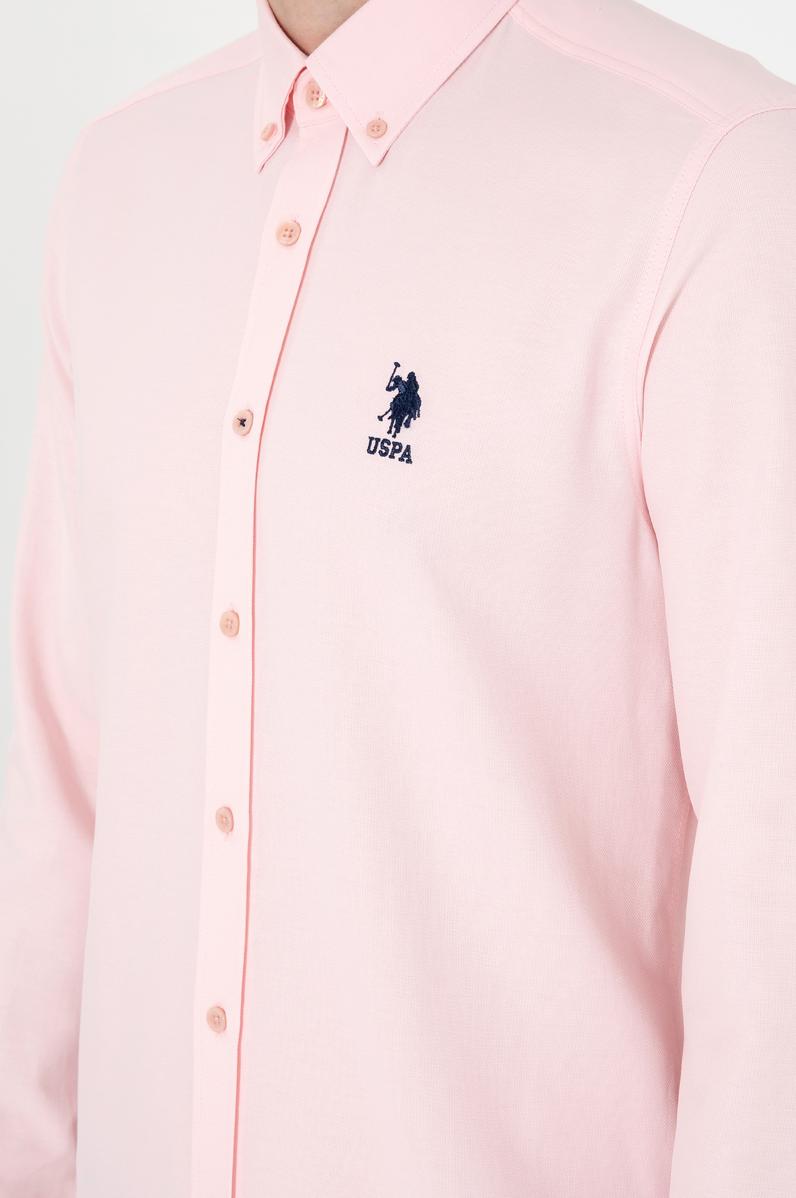 Erkek Açık Pembe Uzun Kollu Basic Gömlek