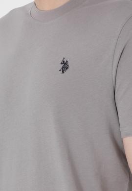 Erkek Regular Fit Bisiklet Yaka Koyu Gri Basic Tişört - 50298015108