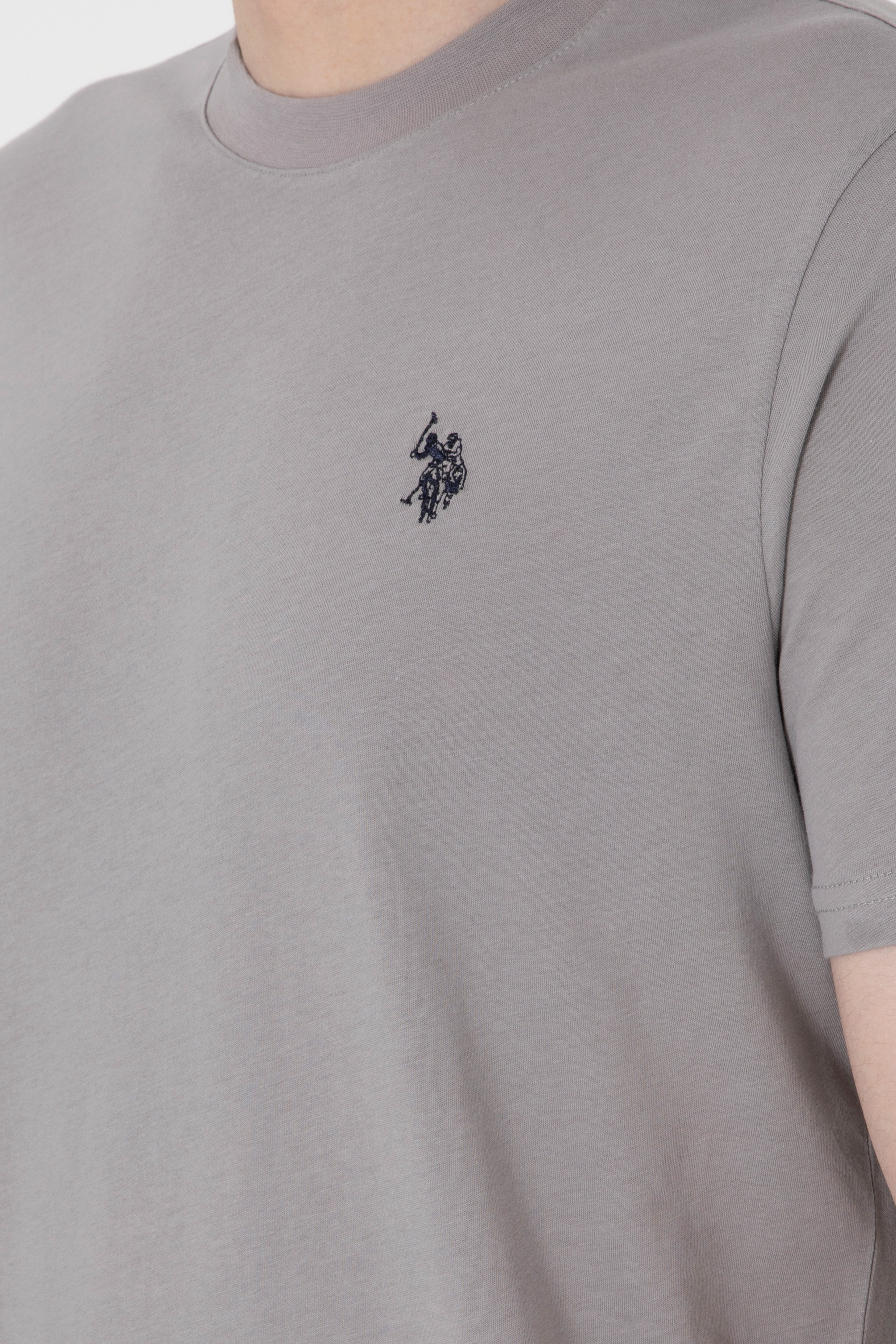 Erkek Regular Fit Bisiklet Yaka Koyu Gri Basic Tişört - Image 7