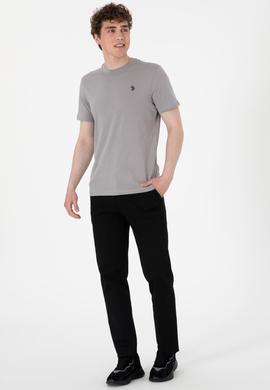 Erkek Regular Fit Bisiklet Yaka Koyu Gri Basic Tişört - 50298015108