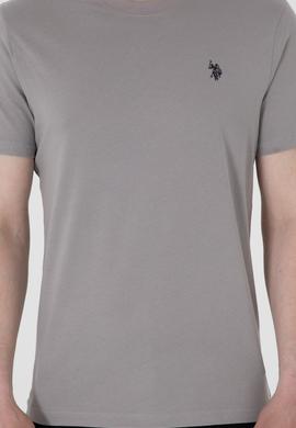 Erkek Regular Fit Bisiklet Yaka Koyu Gri Basic Tişört - 50298015108