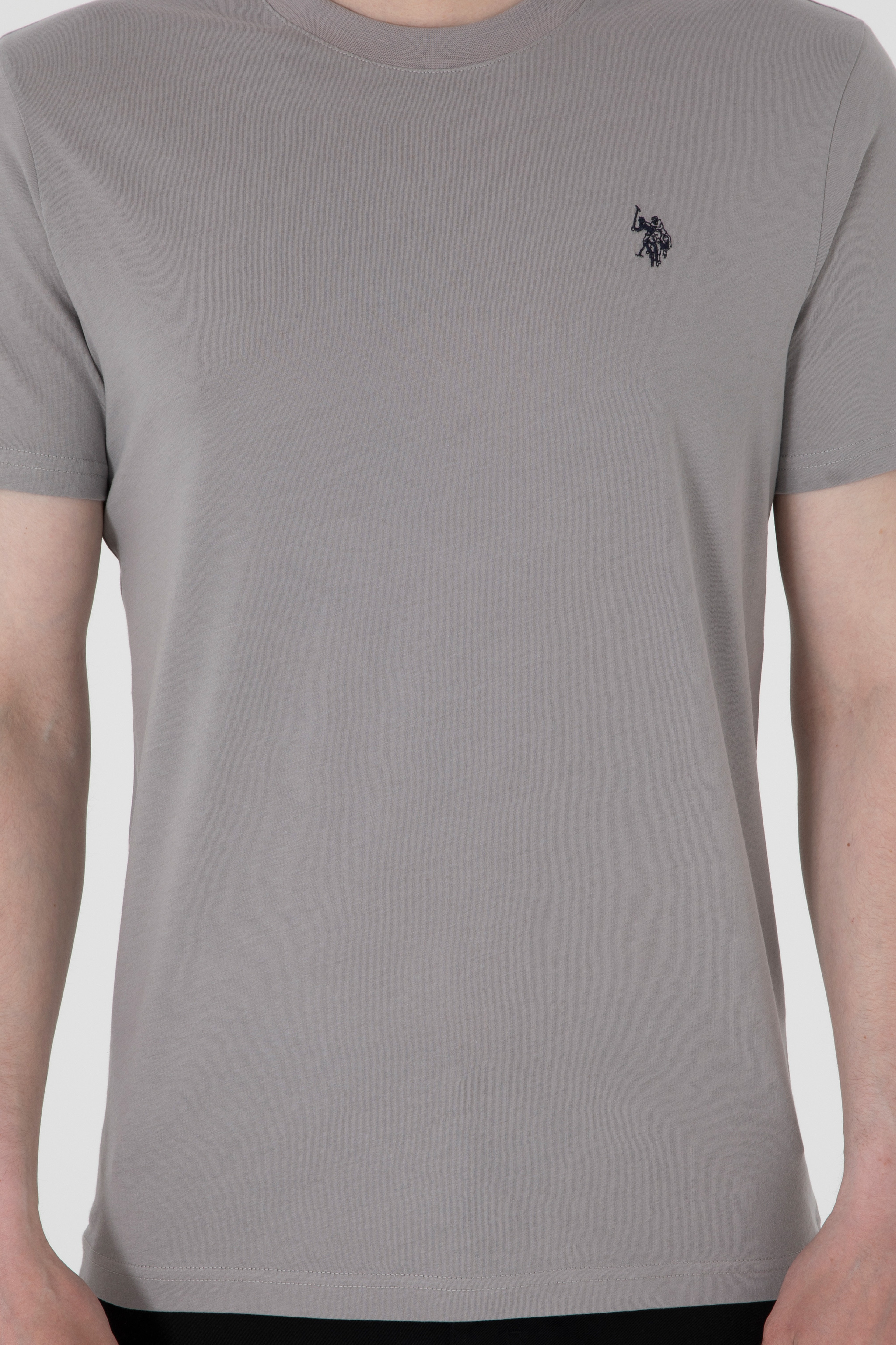 Erkek Regular Fit Bisiklet Yaka Koyu Gri Basic Tişört