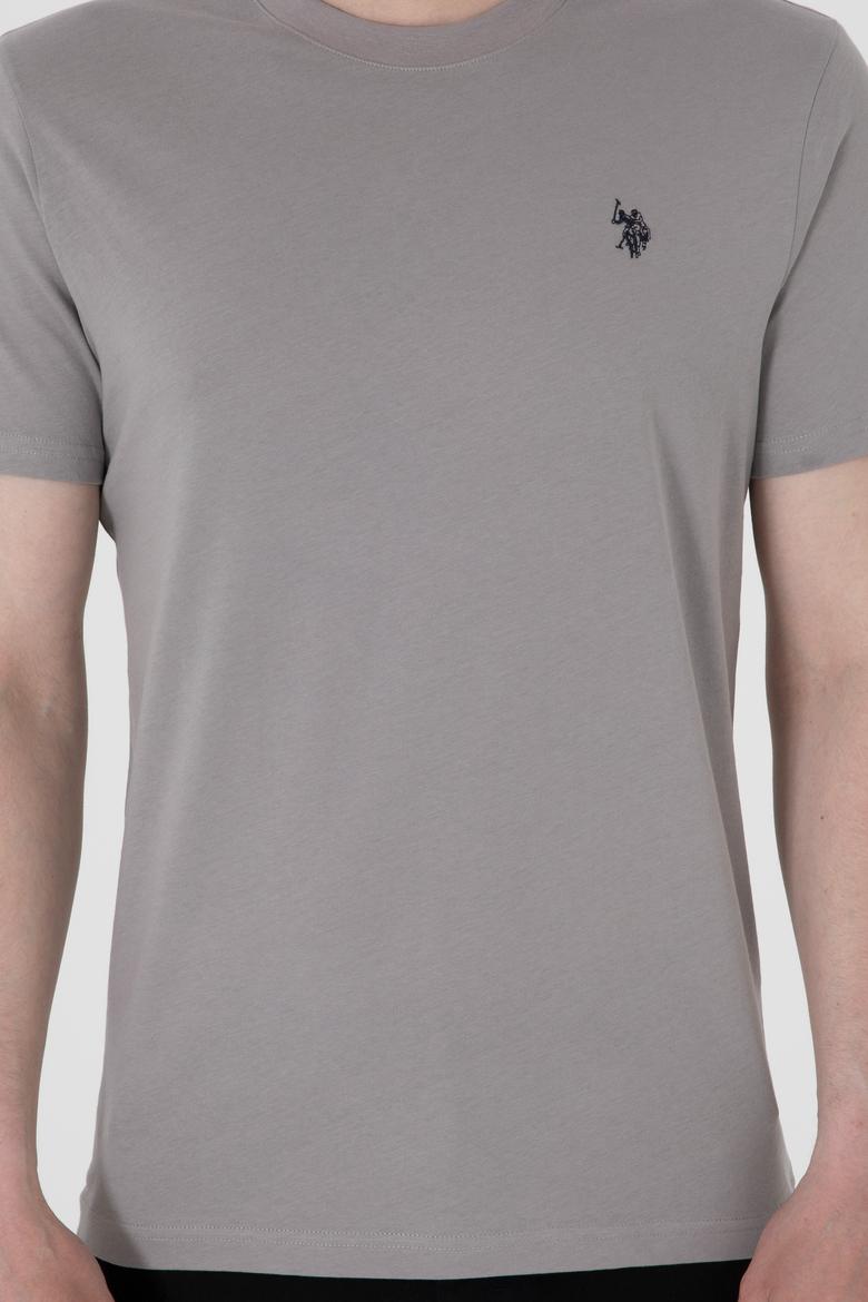 Erkek Regular Fit Bisiklet Yaka Koyu Gri Basic Tişört - 50298015108